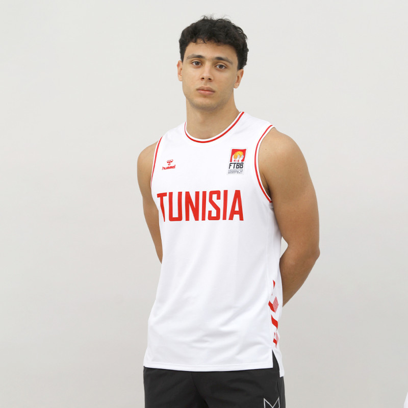 Maillot Officiel Équipe Nationale de Basket - Blanc Tee-shirts HommeT0165-9003